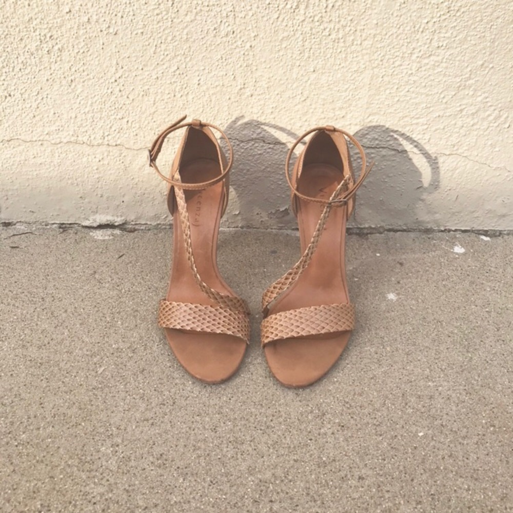 Italian leather strappy high heel shoes